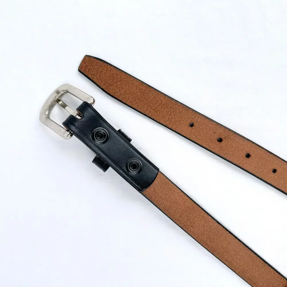 Classic Black Belt Top Grain Leather Silver Buckle Uniform Workwear Tactical 38